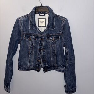 Abercrombie & Fitch‎ Distressed Denim Jean Jacket Cropped Women's S Western Chic
